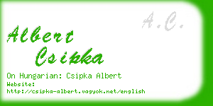albert csipka business card